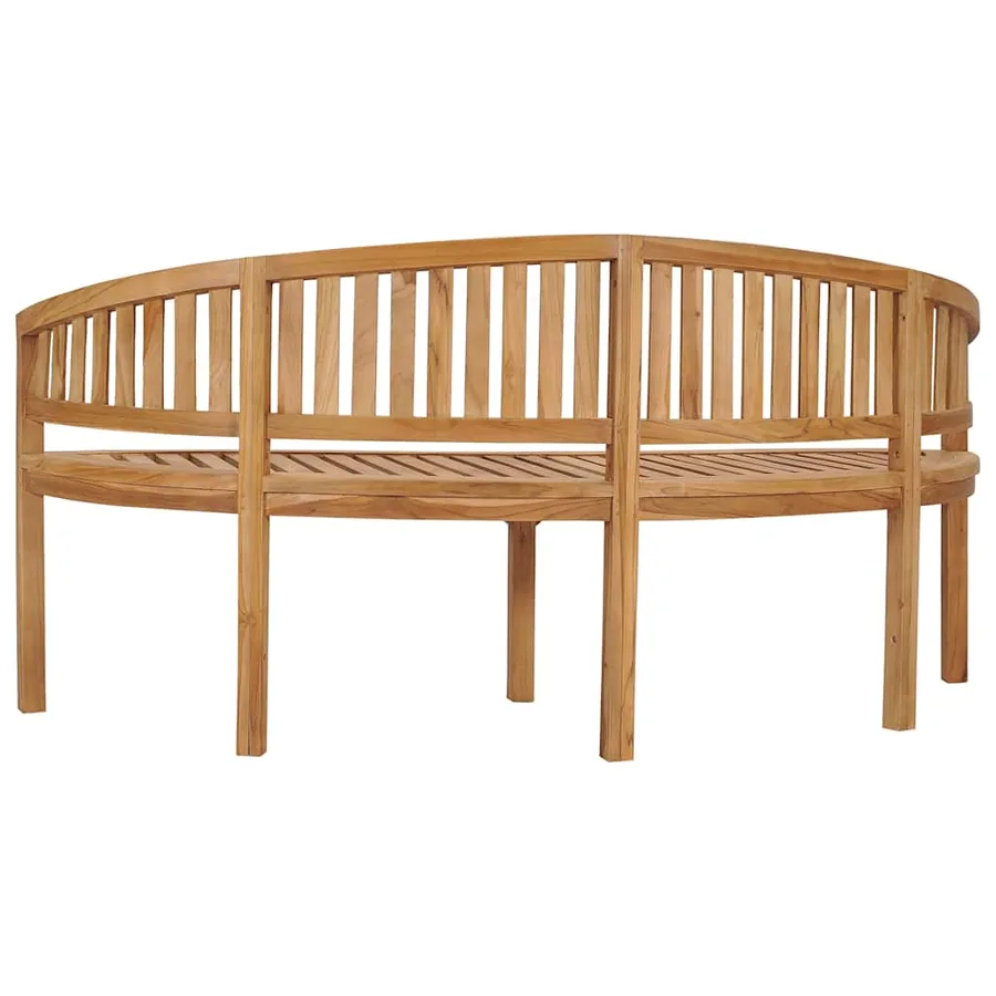 Banc de jardin en forme de banane 180 cm bois de teck solide - 6