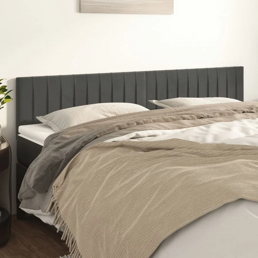 Têtes de lit Gris foncé 200x5x78/88 cm Velours