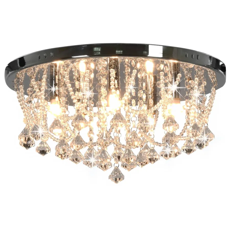 Plafonnier avec perles de cristal Argenté Rond 4 ampoules G9 - 2