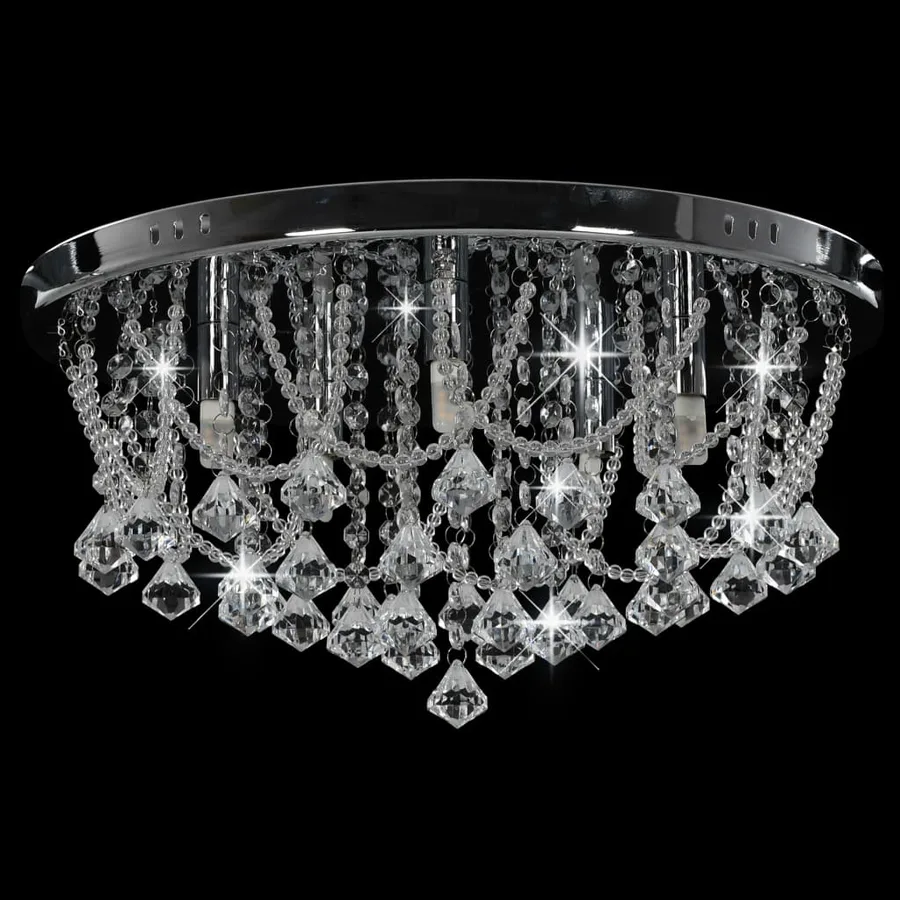 Plafonnier avec perles de cristal Argenté Rond 4 ampoules G9 - 3