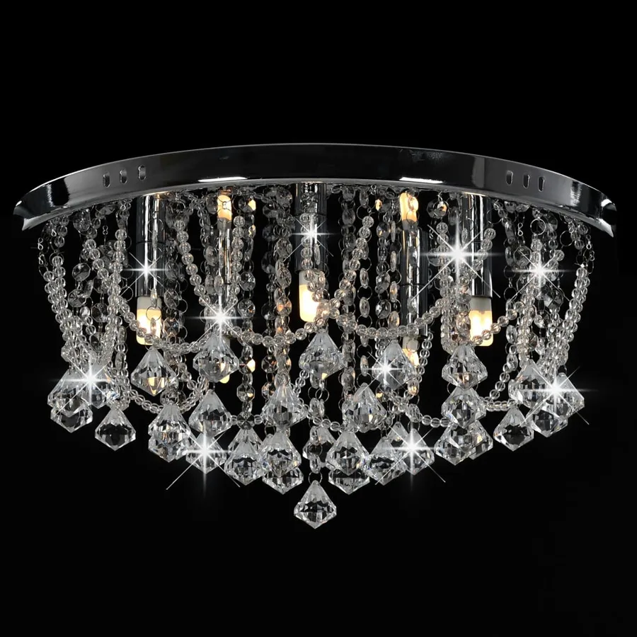 Plafonnier avec perles de cristal Argenté Rond 4 ampoules G9 - 4