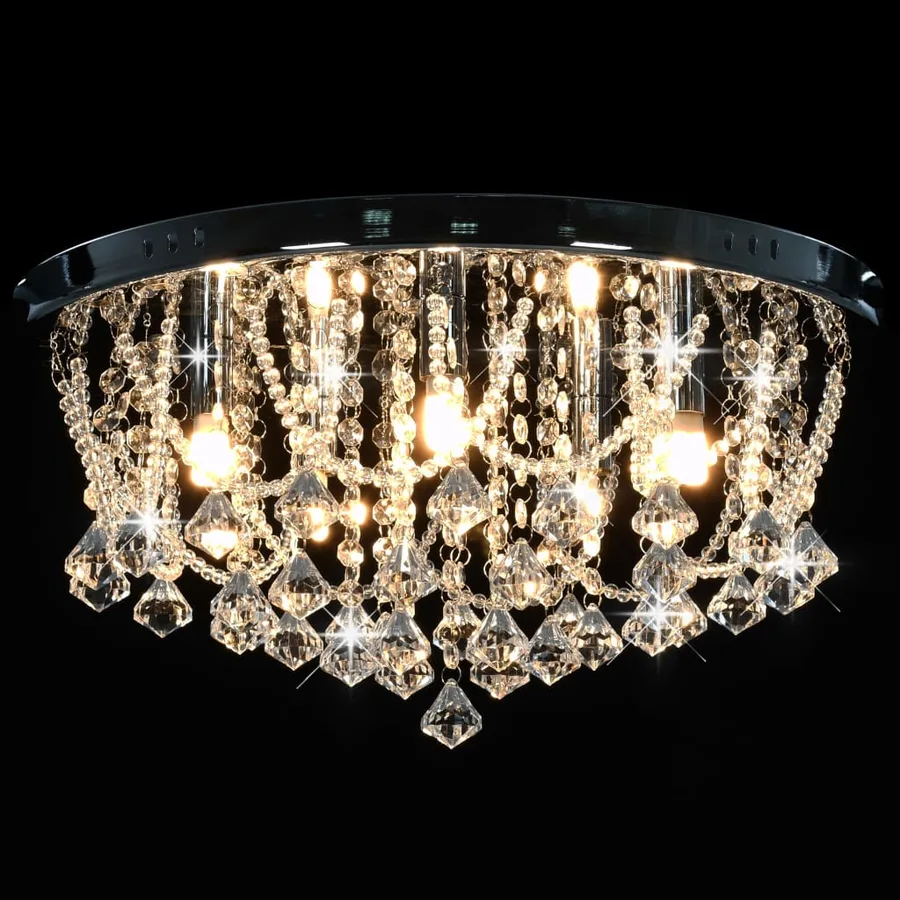 Plafonnier avec perles de cristal Argenté Rond 4 ampoules G9 - 5