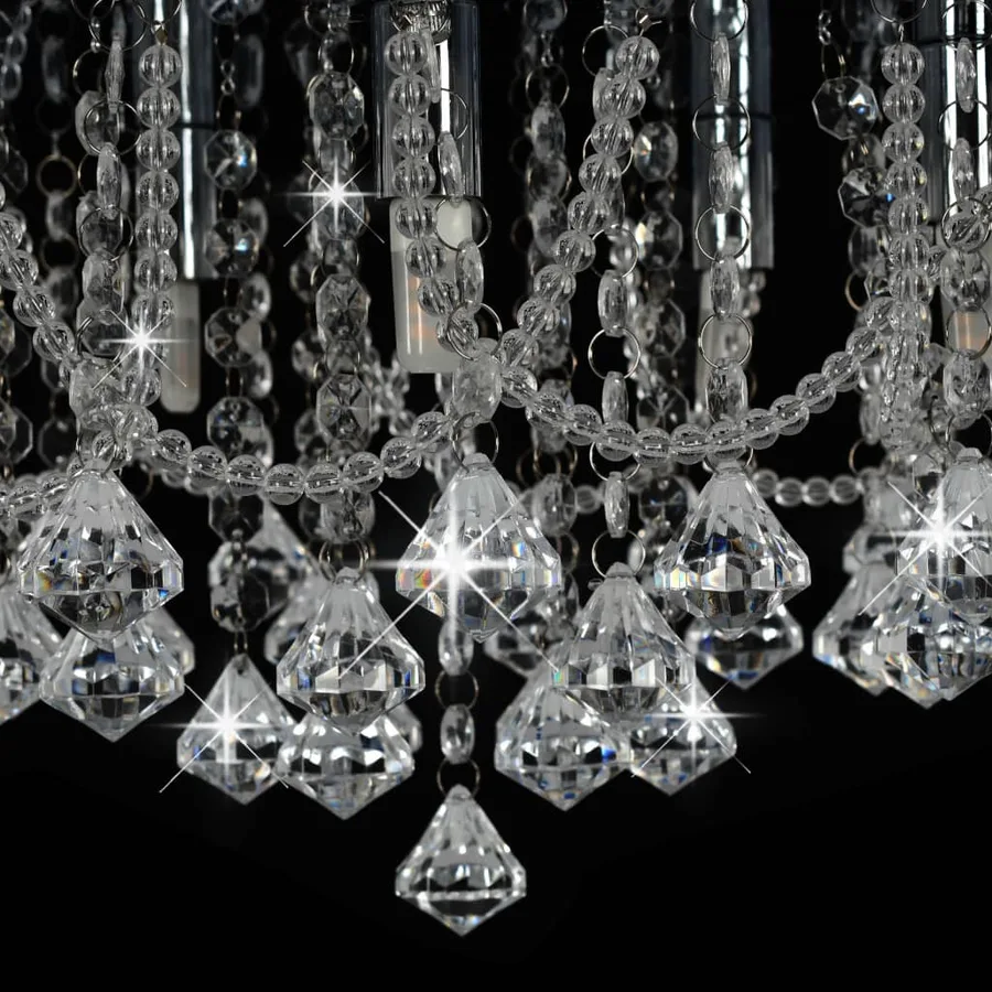 Plafonnier avec perles de cristal Argenté Rond 4 ampoules G9 - 6