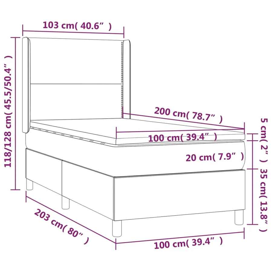 Sommier à lattes de lit avec matelas Gris foncé 100x200 cm - 7