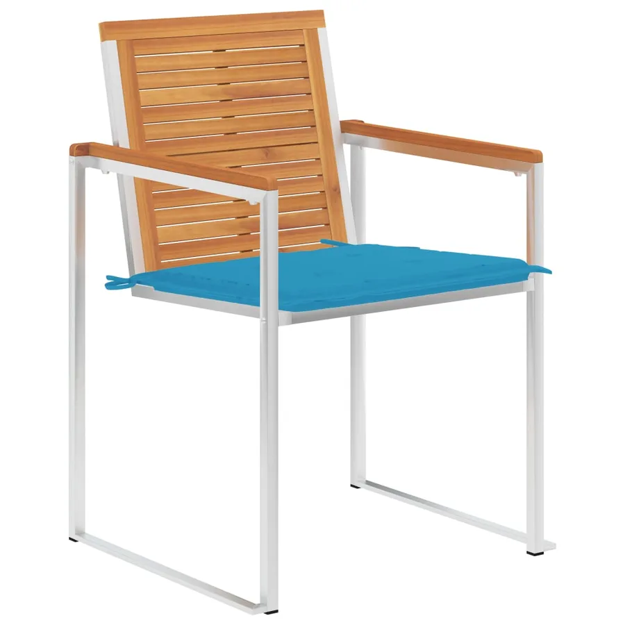 Chaises de jardin avec coussins lot de 2 Acacia solide et acier - 3