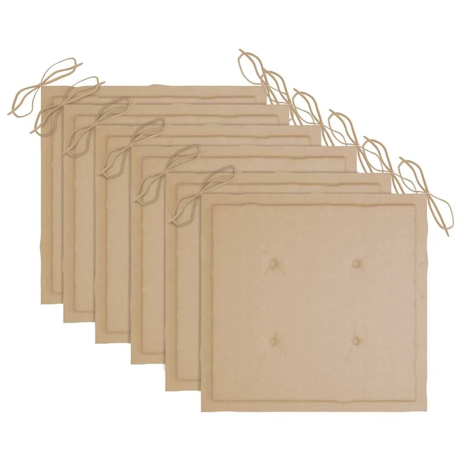Chaises de jardin empilables avec coussins lot de 6 Teck solide - 7