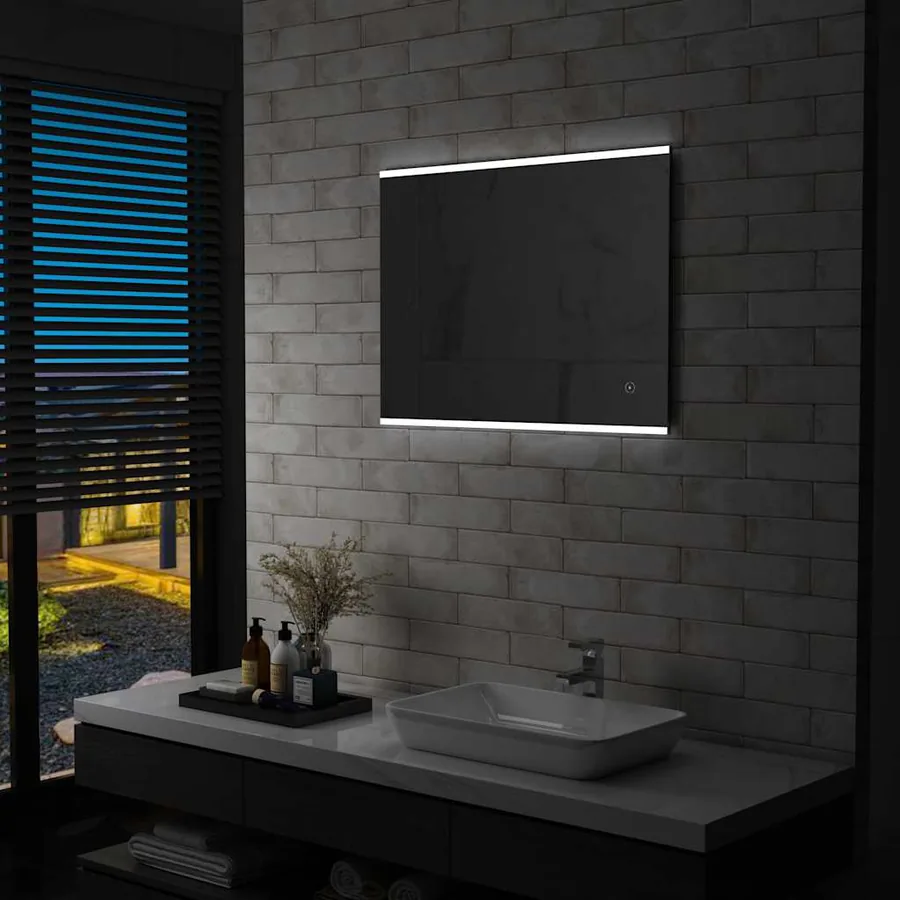 Miroir mural à LED de salle de bain et capteur tactile 80x60 cm