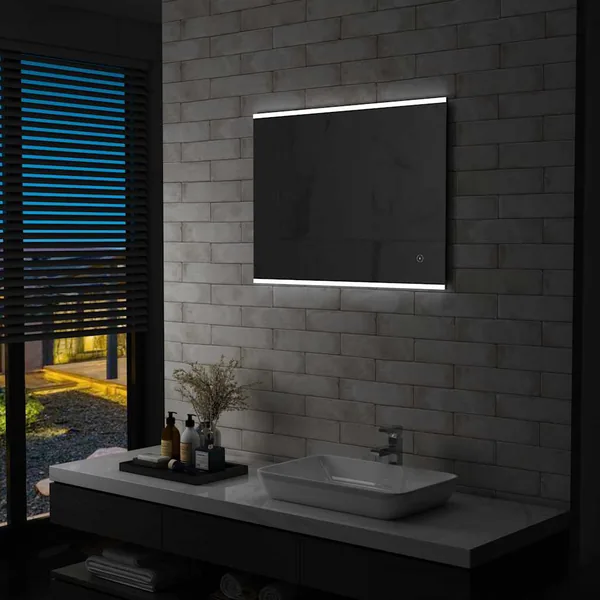 Miroir mural à LED de salle de bain et capteur tactile 80x60 cm