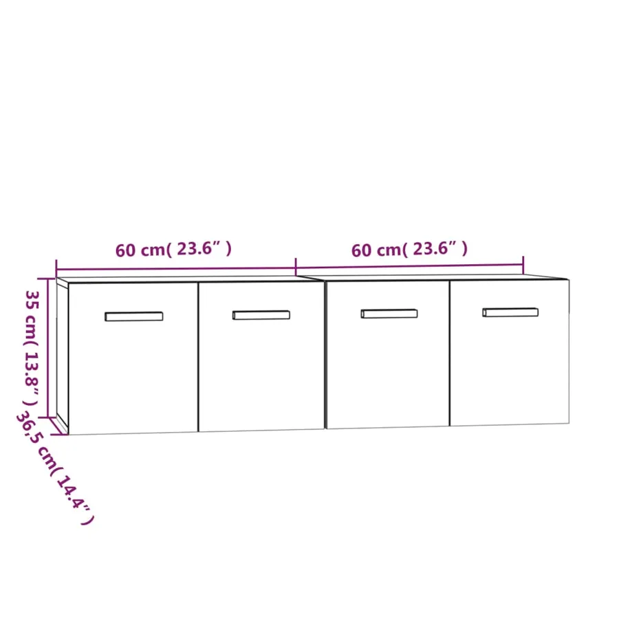 Armoires murales 2 pcs Blanc 60x36,5x35 cm Bois d'ingénierie - 8
