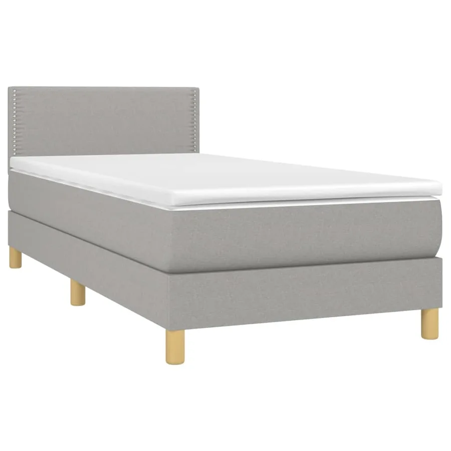 Sommier à lattes de lit avec matelas Gris clair 90x200 cm Tissu - 3