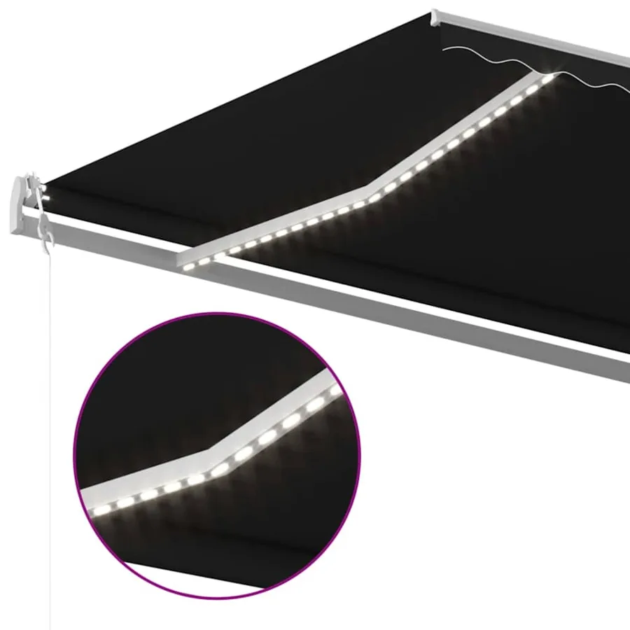 Auvent automatique capteur de vent et LED 500x350 cm Anthracite - 5