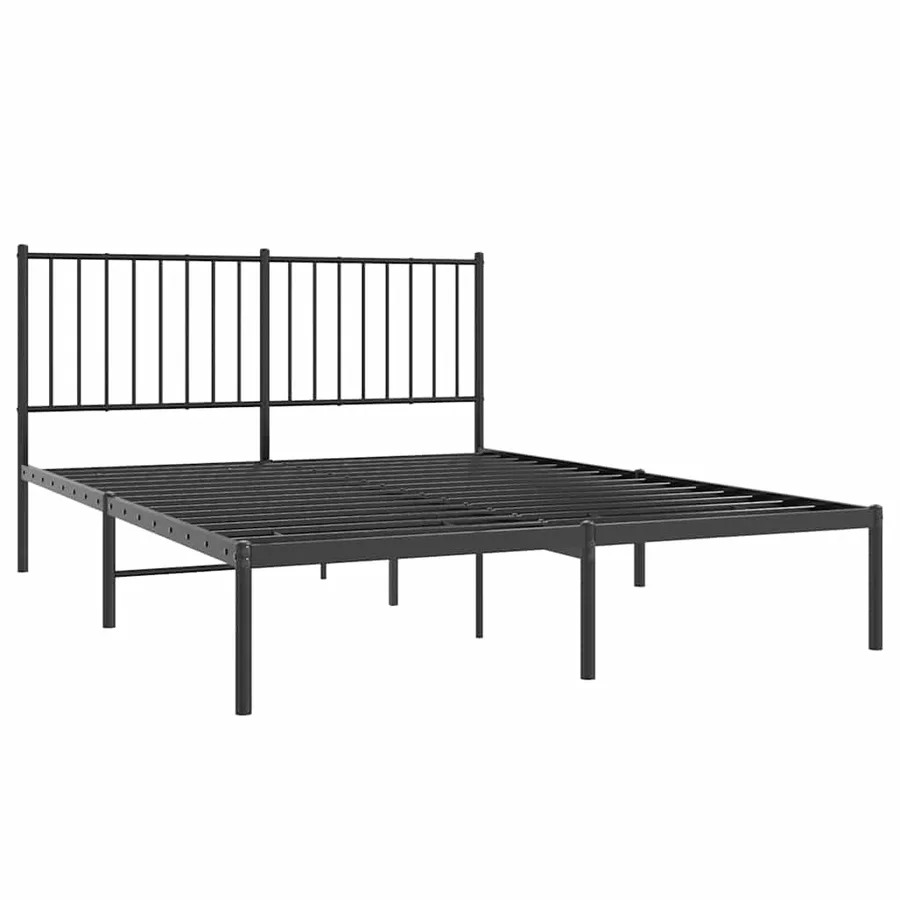 Cadre de lit métal sans matelas avec tête de lit noir 140x200cm - 3