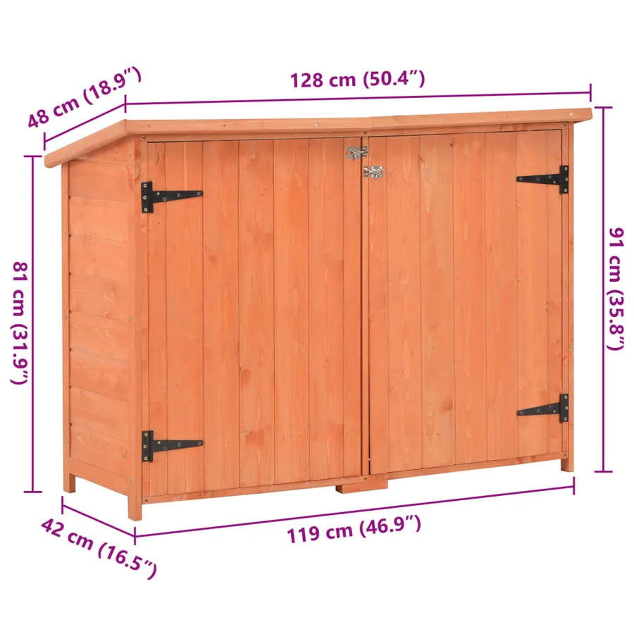 Abri de stockage de jardin 128x42x91 cm Bois - 12