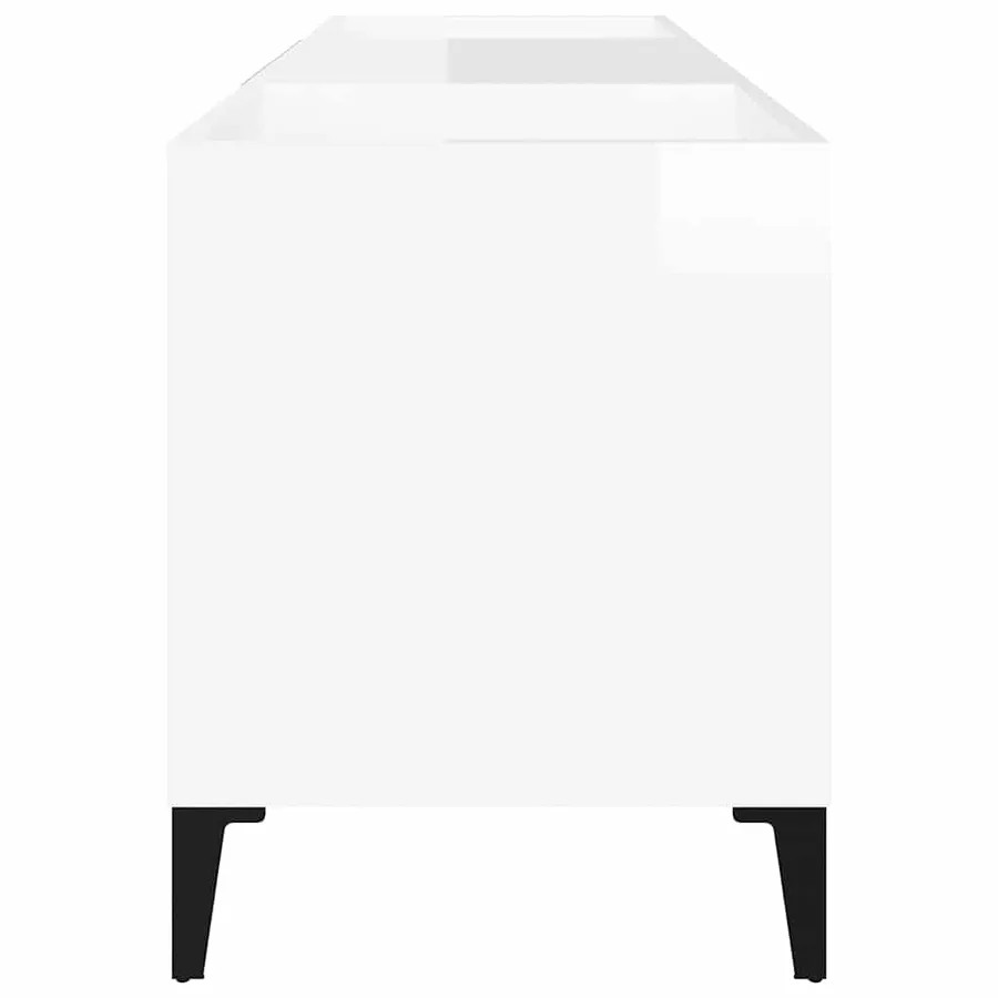 Armoire à disques blanc brillant 121x38x48 cm bois d'ingénierie - 6