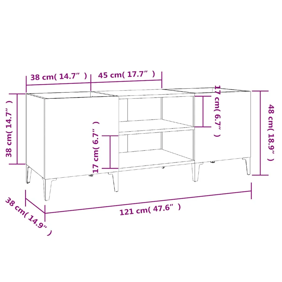Armoire à disques blanc brillant 121x38x48 cm bois d'ingénierie - 8
