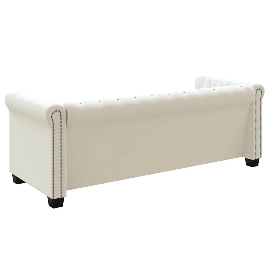 Canapé Chesterfield à 3 places cuir synthétique blanc - 5