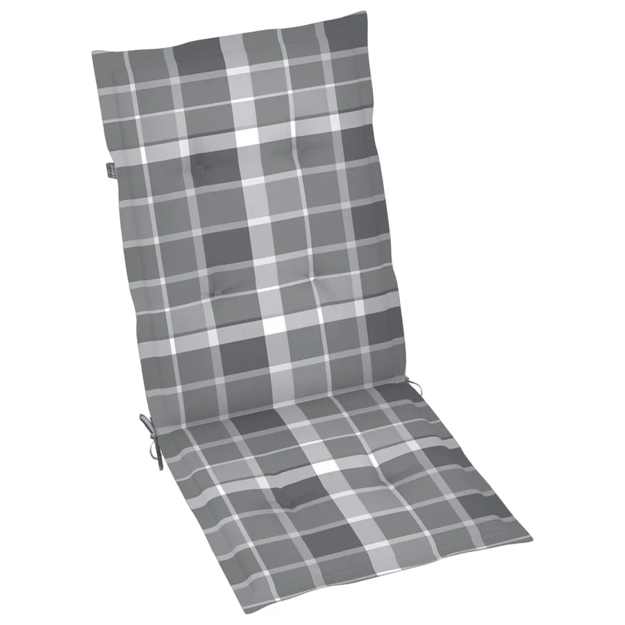 Chaises de jardin lot de 4 coussins à carreaux gris Teck solide - 7