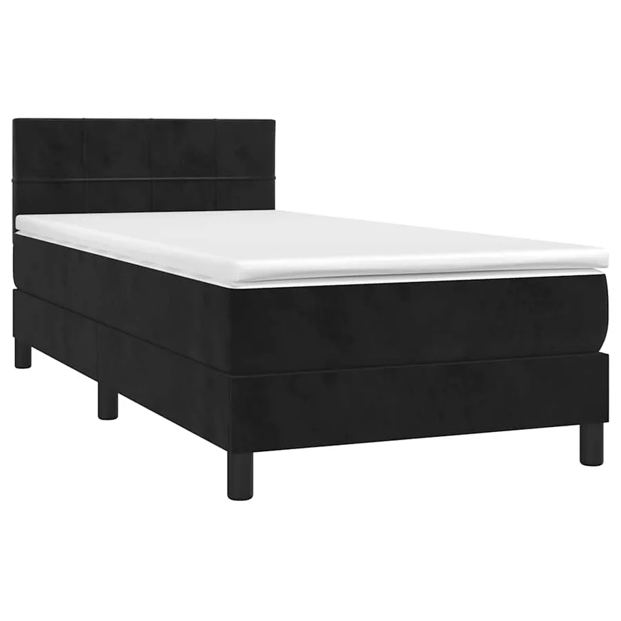 Sommier à lattes de lit avec matelas et LED Noir 90x200 cm - 4