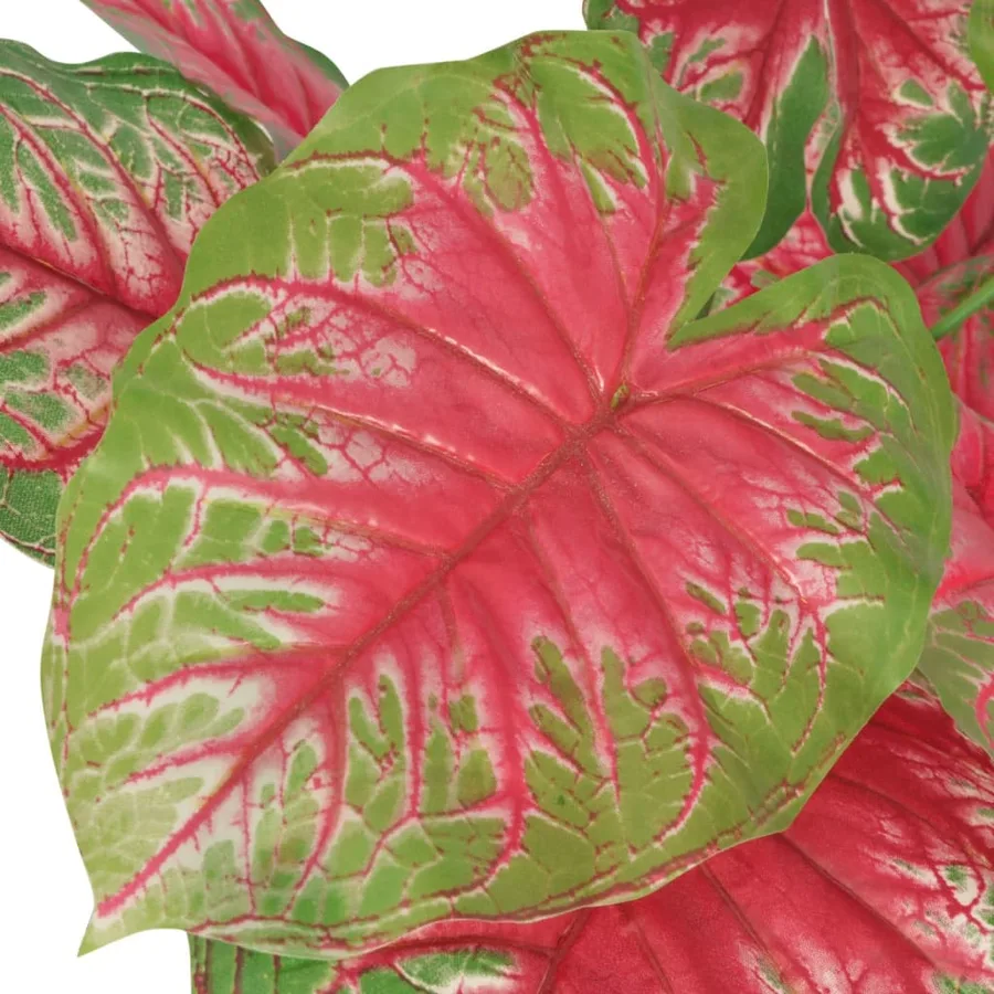 Plante artificielle avec pot Caladium 85 cm Vert et Rouge - 2