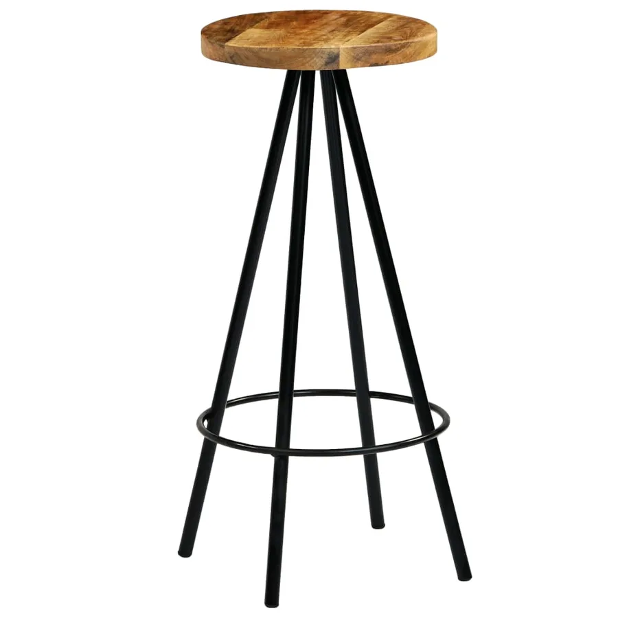 Chaises de bar lot de 4 bois de manguier solide - 9