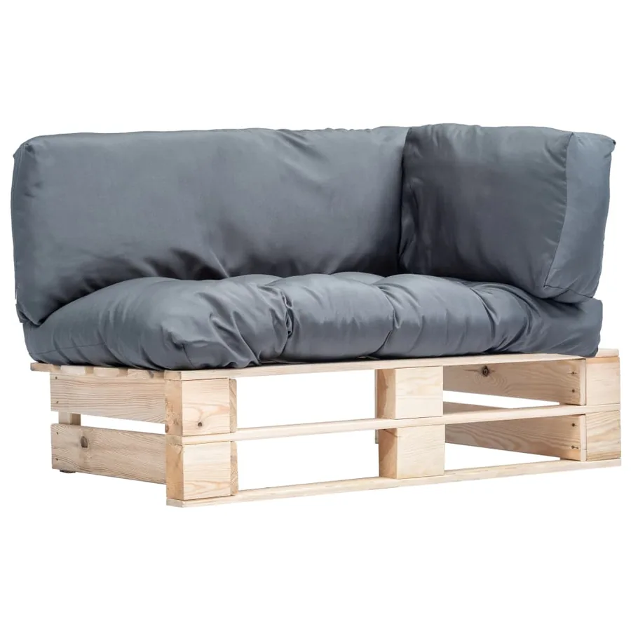 Canapé de jardin palette avec coussins gris Pinède