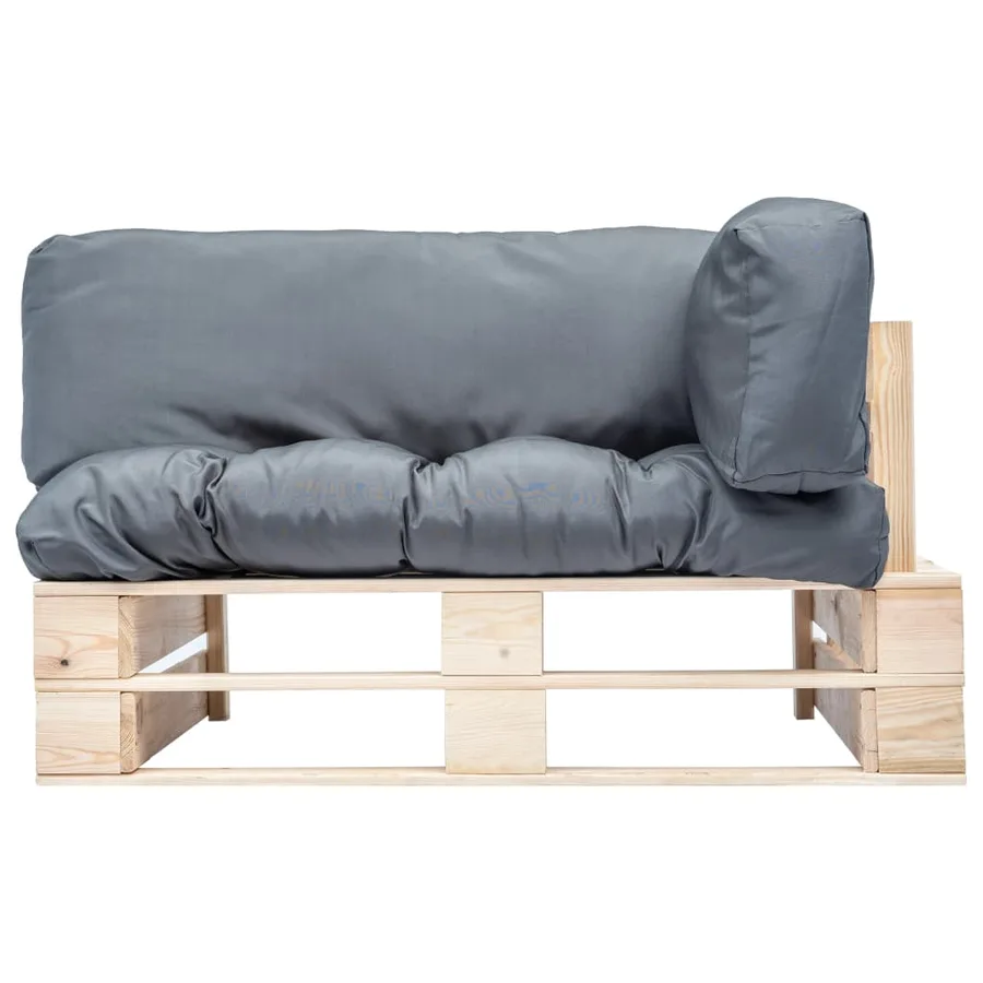 Canapé de jardin palette avec coussins gris Pinède - 2