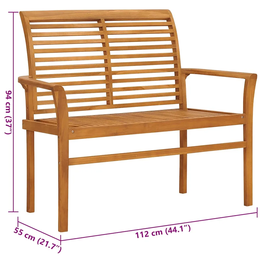 Banc de jardin avec coussin beige 112 cm Bois de teck massif - 8