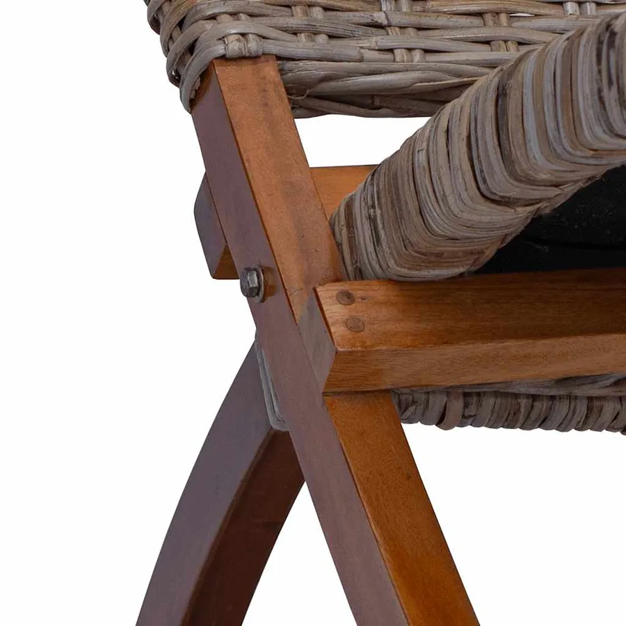 Chaise de relaxation rotin kubu naturel et bois d'acajou massif - 6