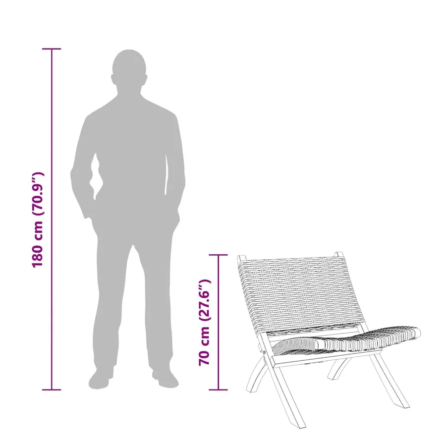 Chaise de relaxation rotin kubu naturel et bois d'acajou massif - 8
