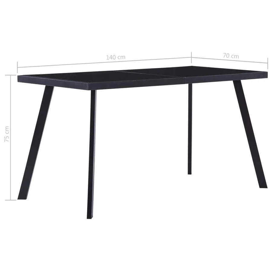 Table à manger Noir 140x70x75 cm Verre trempé - 5