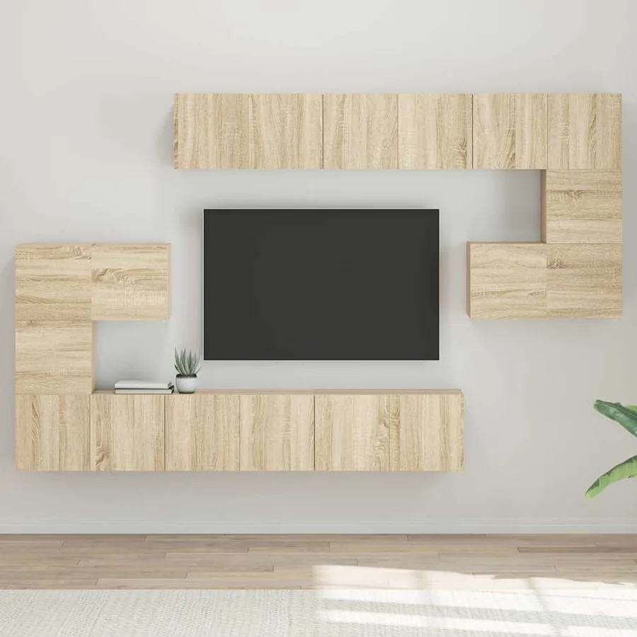 Ensemble de meubles TV 10 pcs Chêne sonoma Bois d'ingénierie