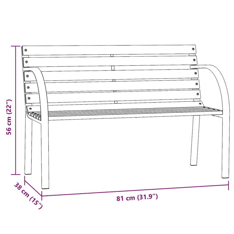 Banc de jardin pour enfants 81 cm bois de pin chinois gris - 7