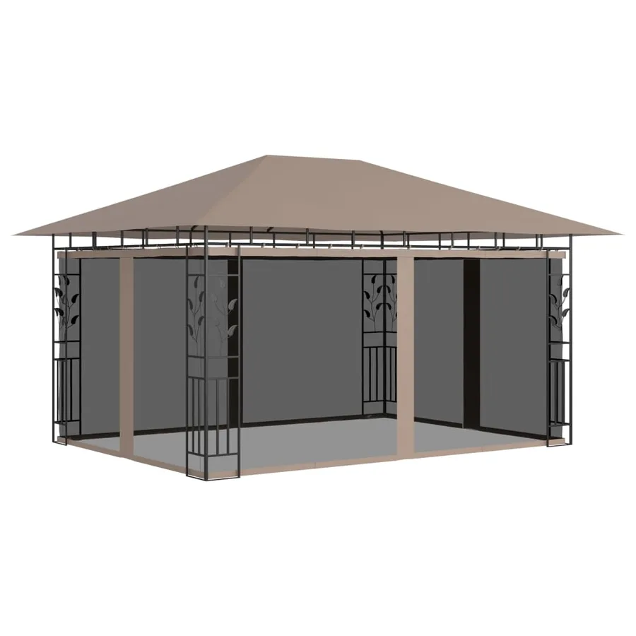 Tonnelle avec moustiquaire et lumières LED 4x3x2,73 m Taupe - 3