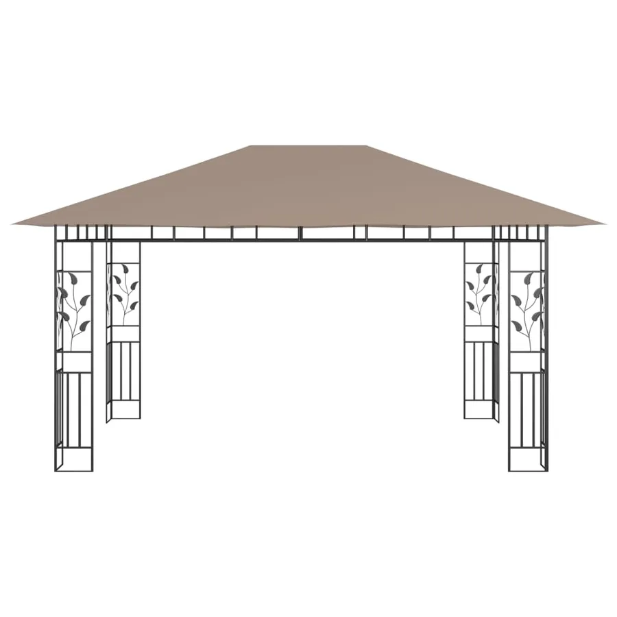 Tonnelle avec moustiquaire et lumières LED 4x3x2,73 m Taupe - 6