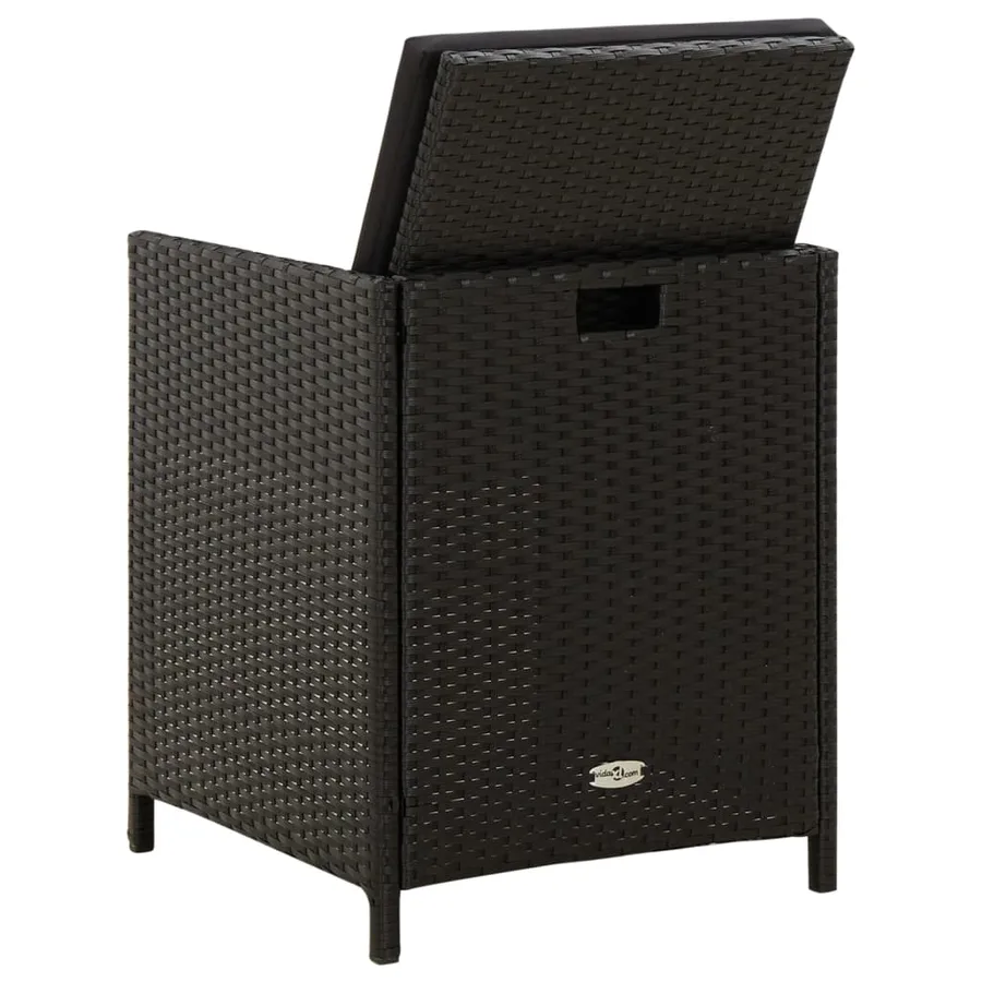 Chaises de jardin avec coussins lot de 4 Résine tressée Noir - 5