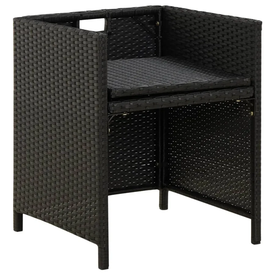 Chaises de jardin avec coussins lot de 4 Résine tressée Noir - 6