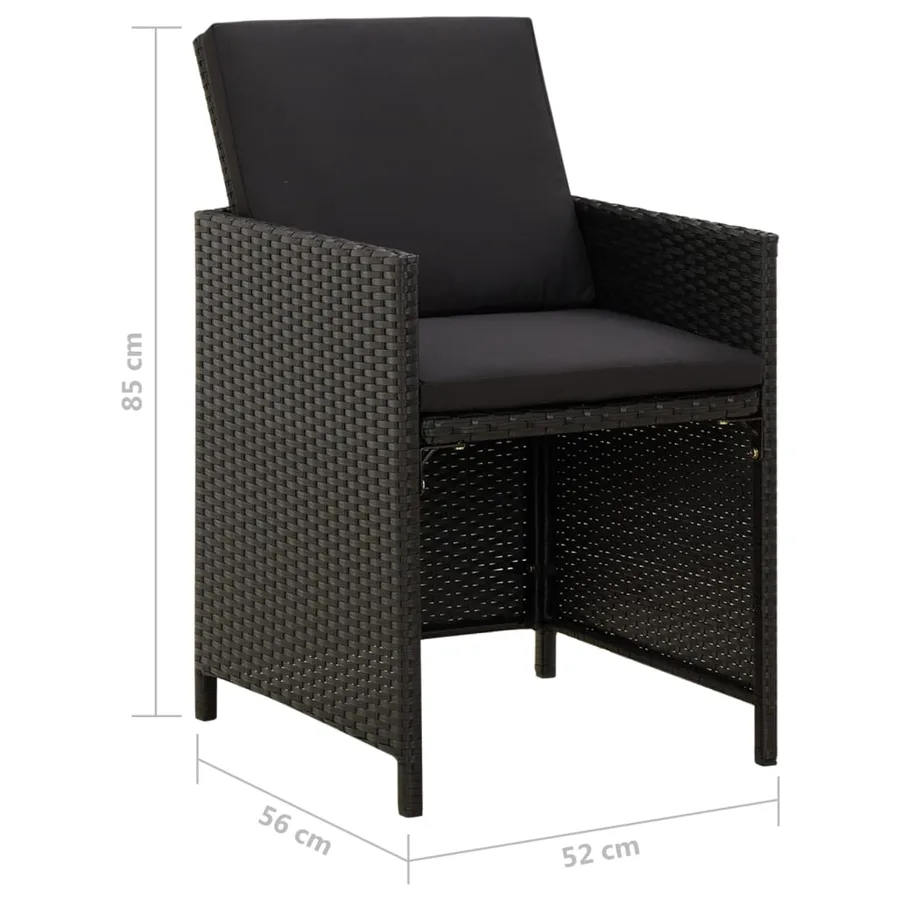 Chaises de jardin avec coussins lot de 4 Résine tressée Noir - 8