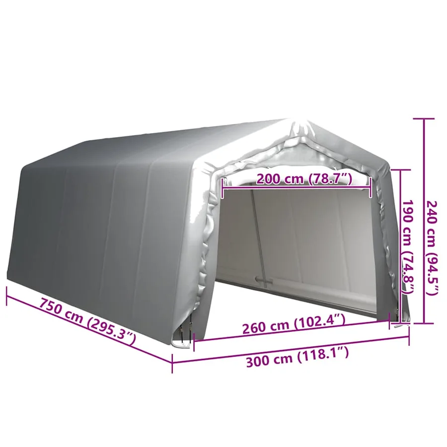 Tente de rangement 300x750 cm Acier Gris - 5