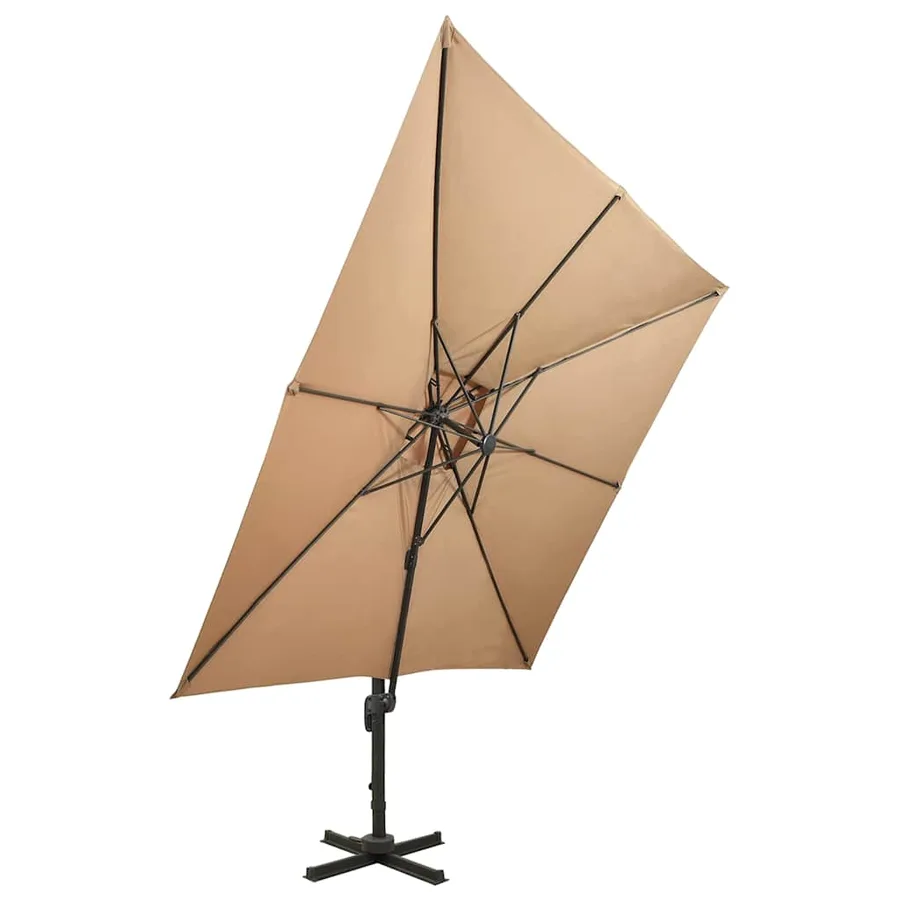 Parasol de jardin déporté avec double plateau 300 x 300 cm Taupe - 2