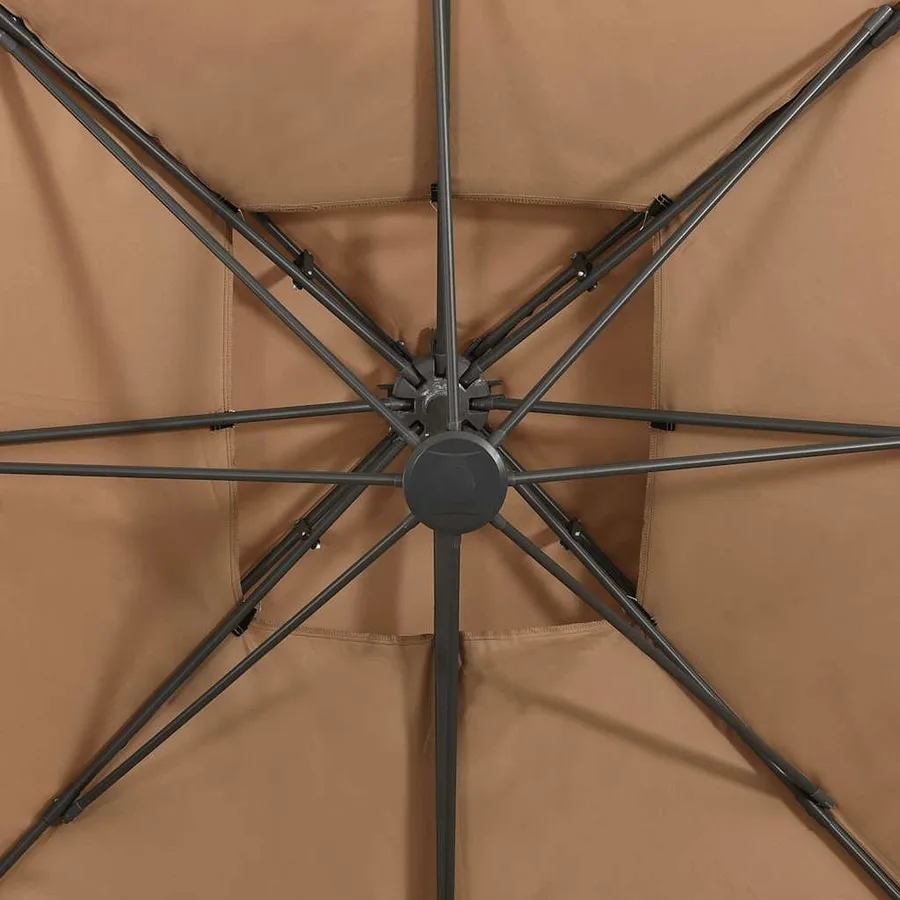 Parasol de jardin déporté avec double plateau 300 x 300 cm Taupe - 6