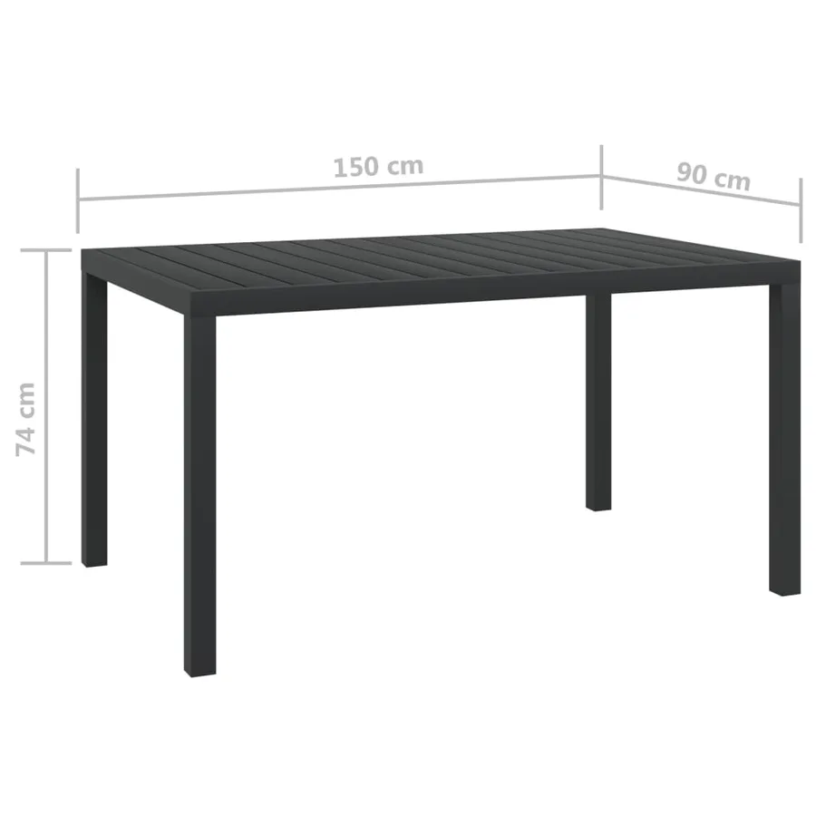 Table de jardin noir 150 x 90 x 74 cm Aluminium et WPC - 5