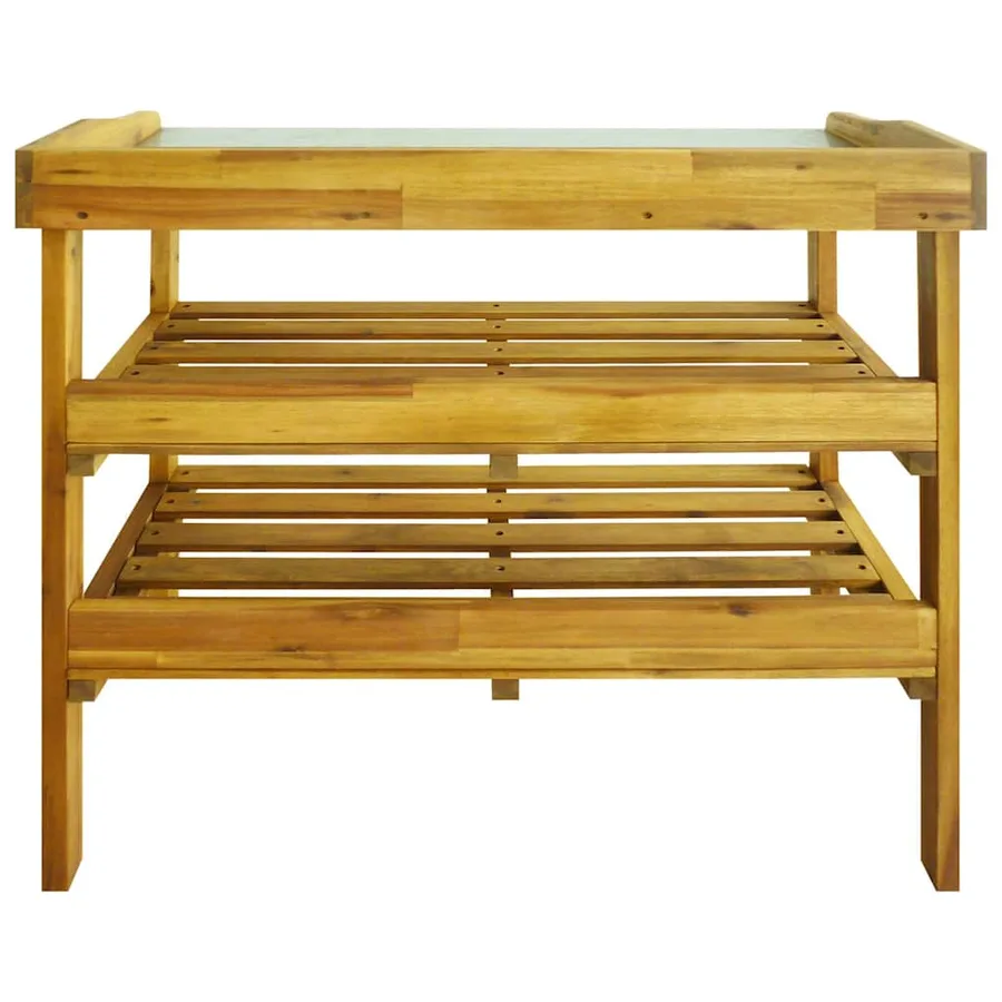 Banc à jardinière avec 2 étagères Bois massif d'acacia et zinc - 6