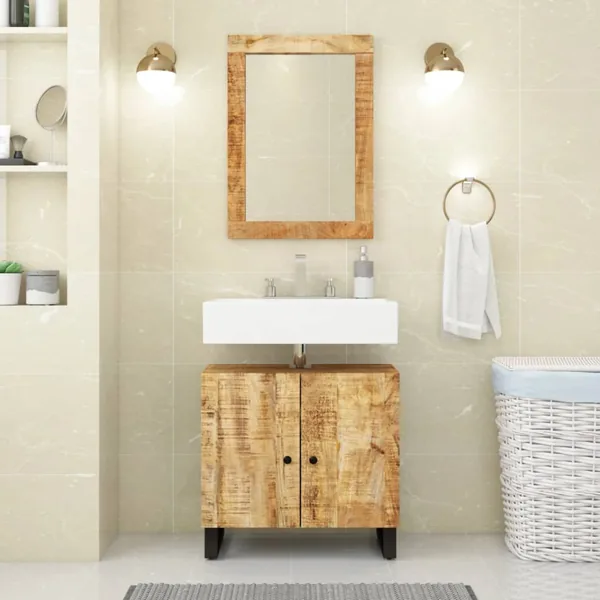 Ensemble de meubles salle de bain 2 pcs bois de manguier massif