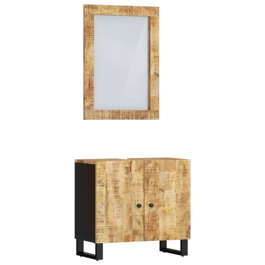 Ensemble de meubles salle de bain 2 pcs bois de manguier massif - 2