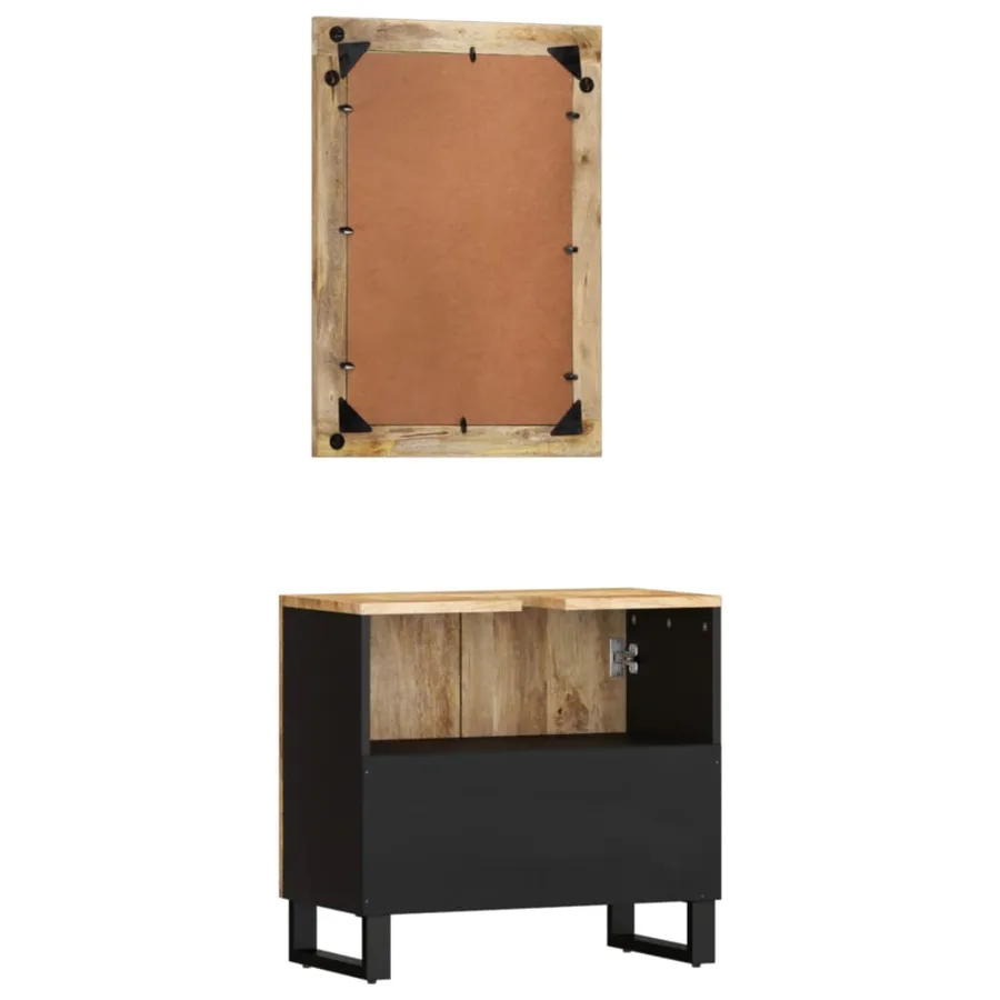 Ensemble de meubles salle de bain 2 pcs bois de manguier massif - 4
