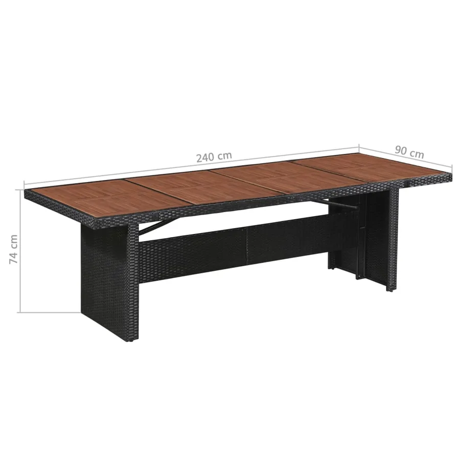 Table de jardin 240x90x74 cm Résine tressée et bois d'acacia - 4