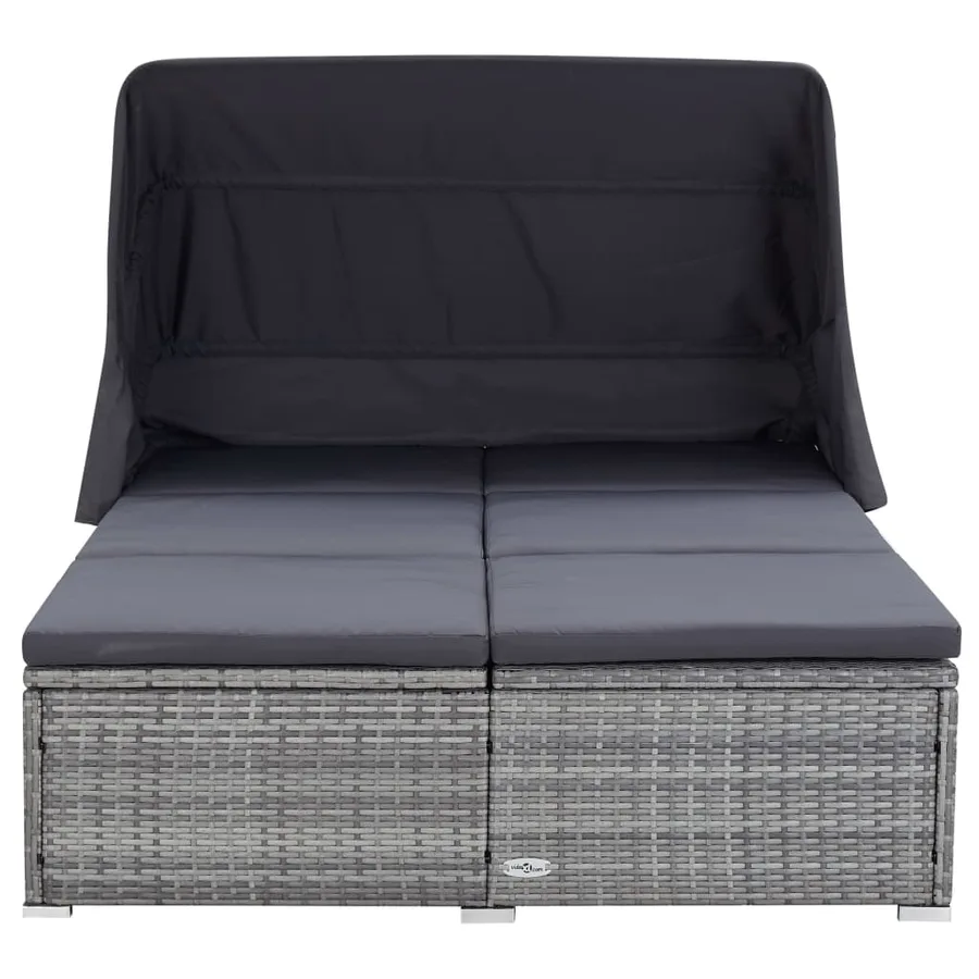 Transat à 2 places avec coussin Résine tressée Gris - 2