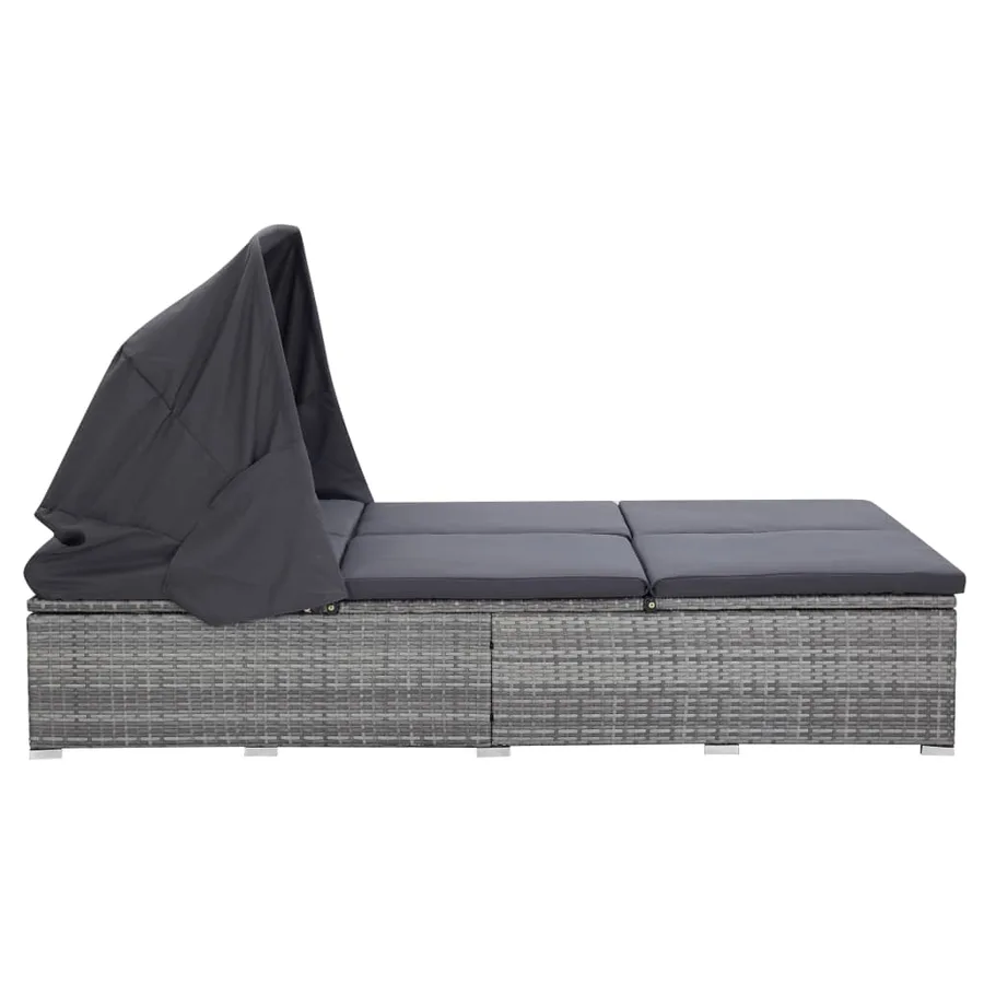 Transat à 2 places avec coussin Résine tressée Gris - 3