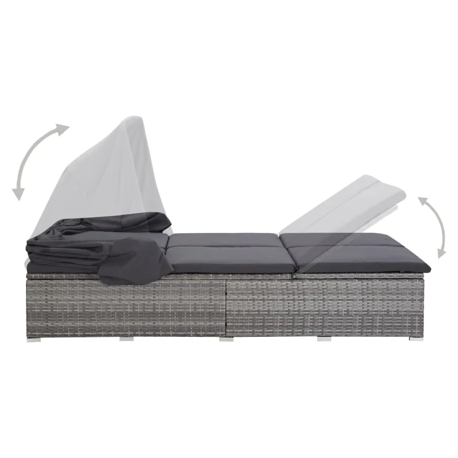 Transat à 2 places avec coussin Résine tressée Gris - 4