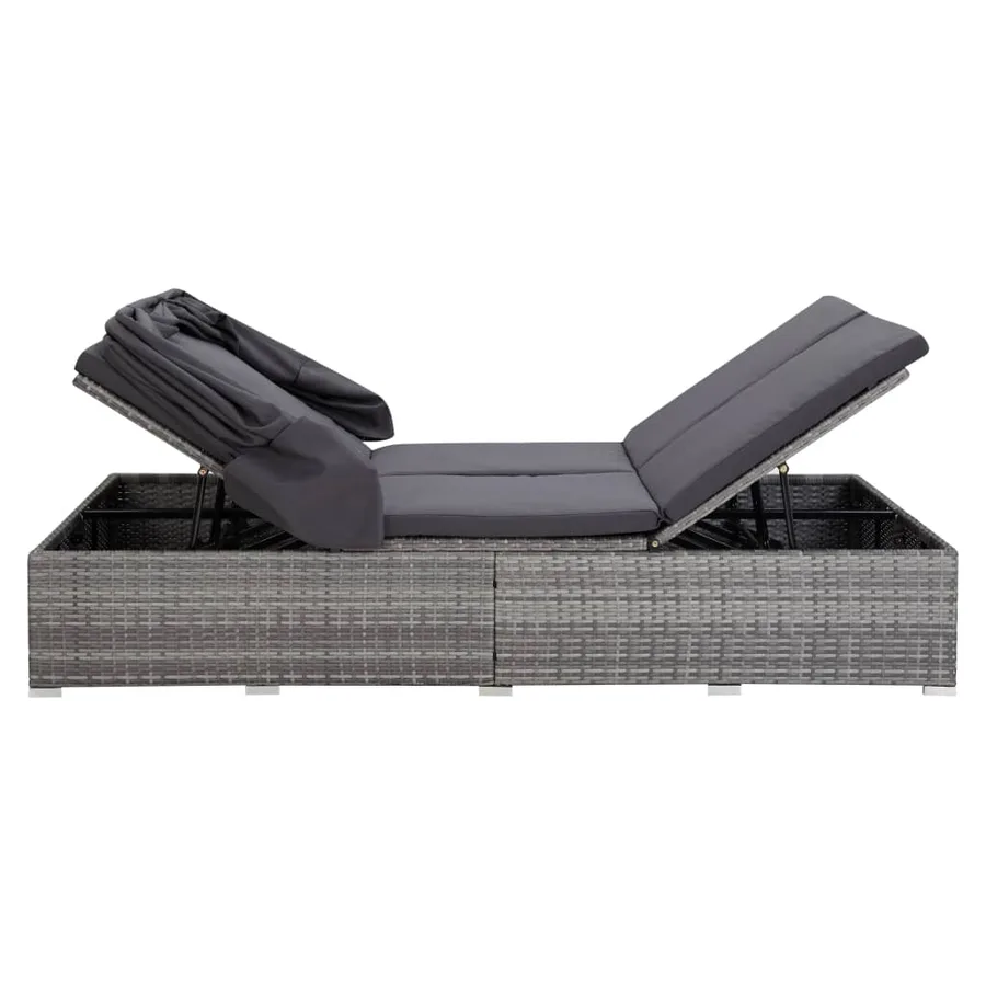 Transat à 2 places avec coussin Résine tressée Gris - 5